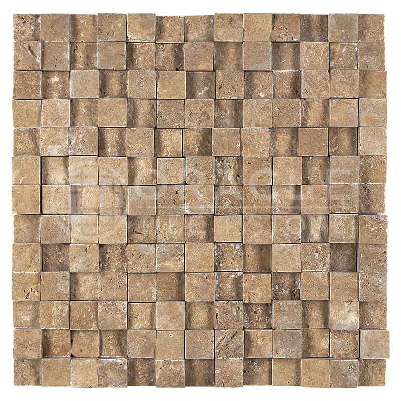 Noce Travertine - 1" X 1" Mosaic Tile