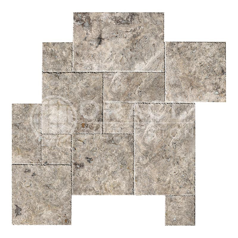 Silver Travertine - Versailles / French Pattern Field Tile - (8 sq. ft. / bundle)