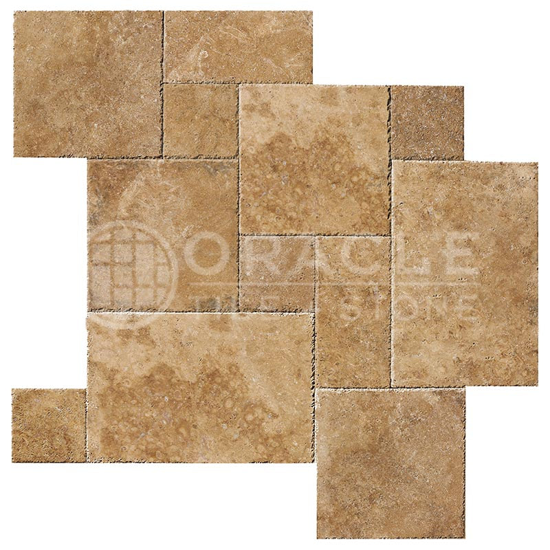 Walnut Travertine - ROMAN (Midi-Versailles) Pattern Field Tile - (9 sq. ft. / box)