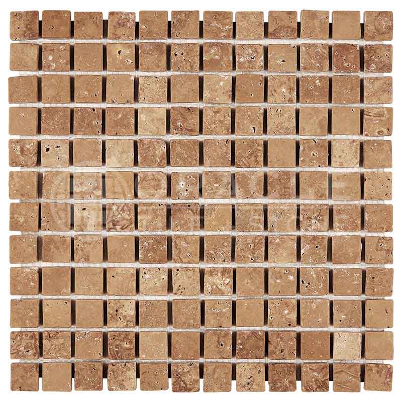 Noce Travertine - 1" X 1" Mosaic Tile