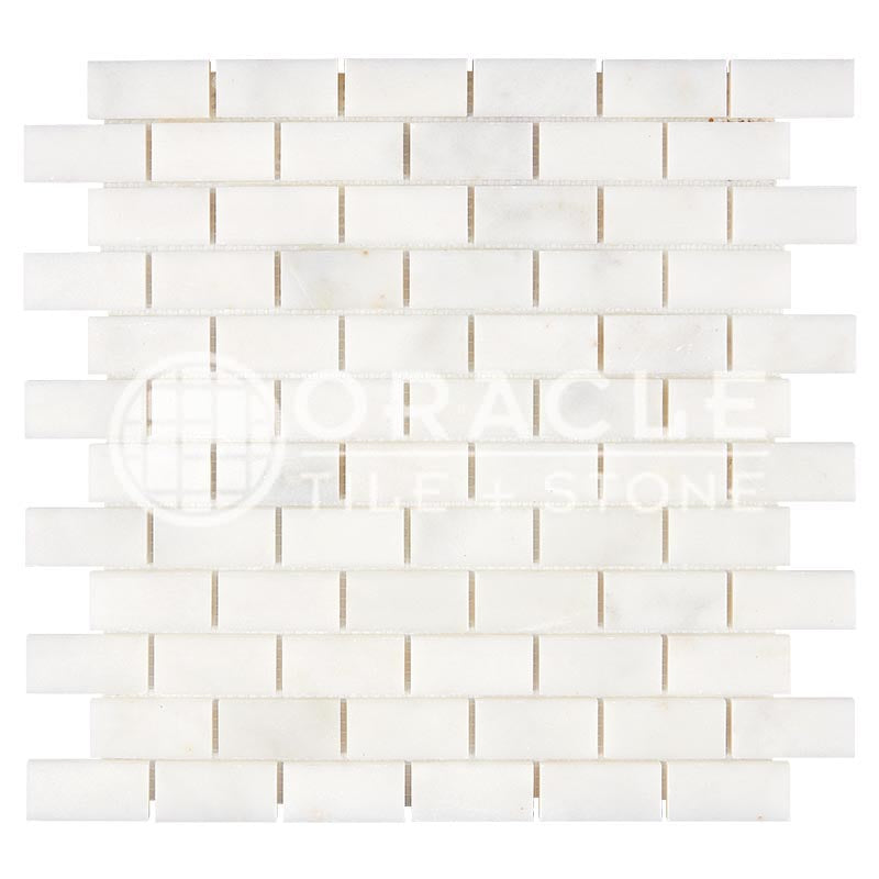 Afyon White Premium (Extra / Select) Marble - 1" X 2" Brick Mosaic Tile