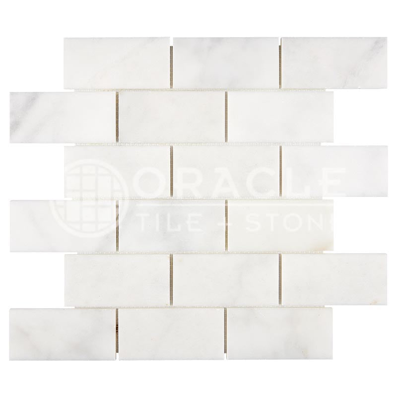 Afyon White Premium (Extra / Select) Marble - 2" X 4" Brick Mosaic Tile