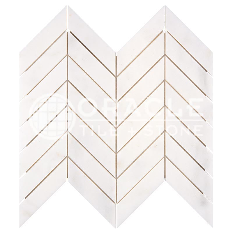 Afyon White Premium (Extra / Select) Marble - Chevron Mosaic Tile