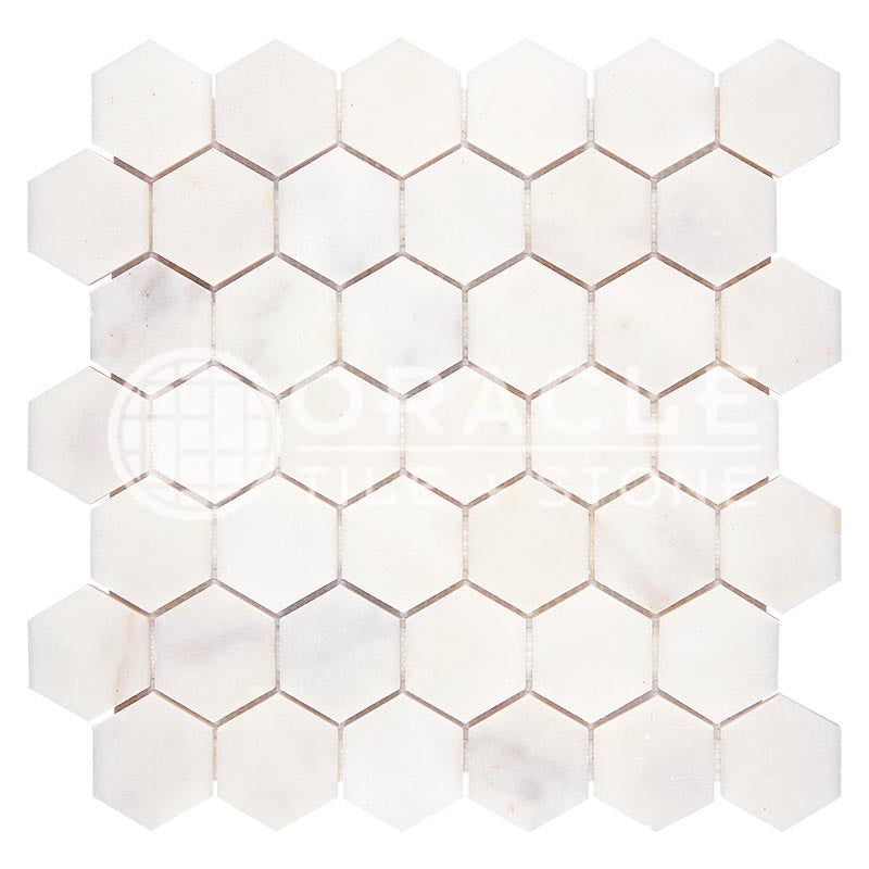 Afyon White Premium (Extra / Select) Marble - 2" Hexagonal Mosaic Tile