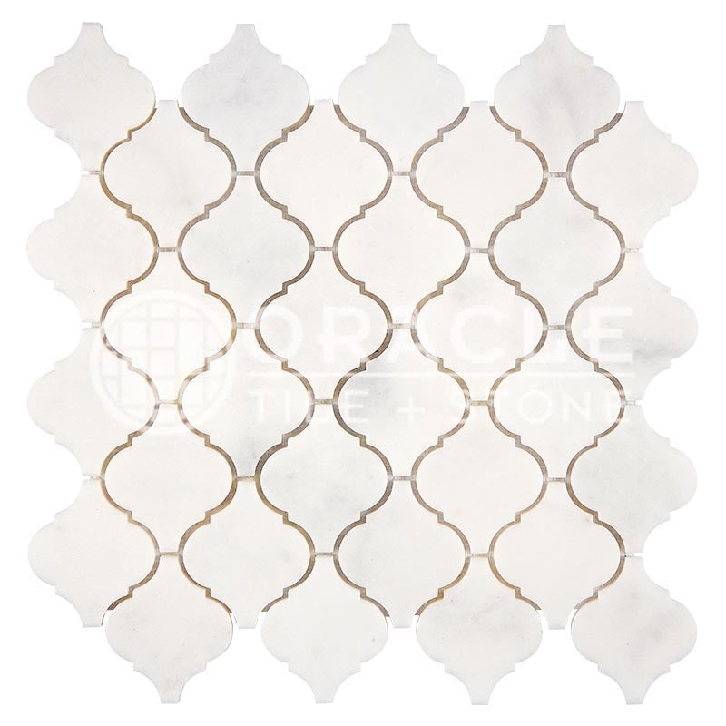 Afyon White Premium (Extra / Select) Marble - Lantern (Arabesque) Mosaic Tile