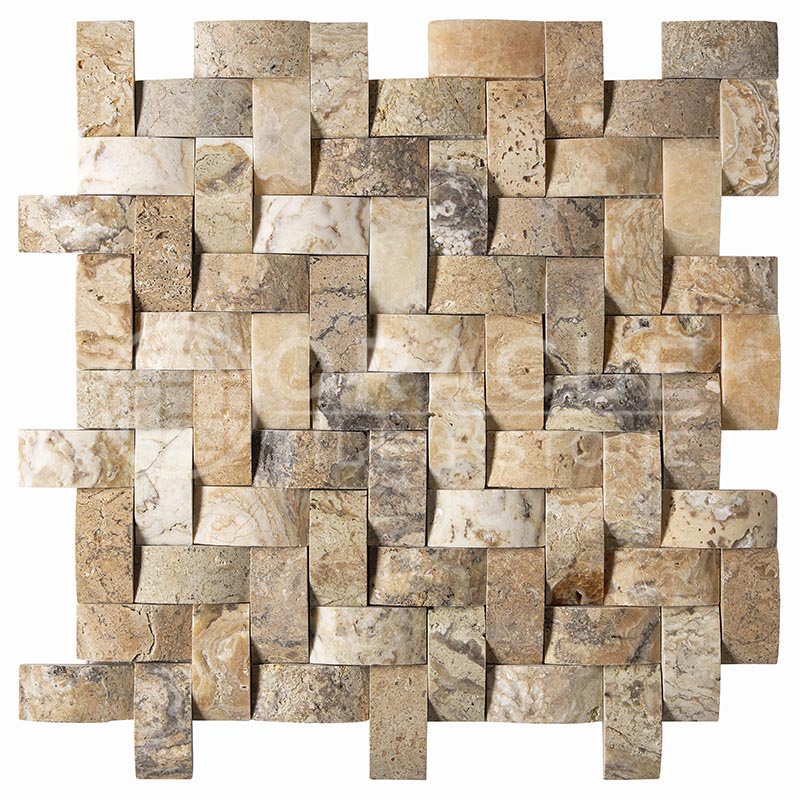 Antico Onyx Travertine - Herringbone (1" X 2") Decorative Mosaic Tile