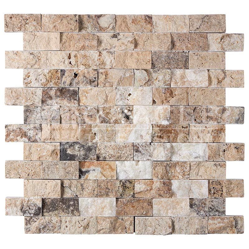 Antico Onyx Travertine - 1" X 2" Brick Mosaic Tile