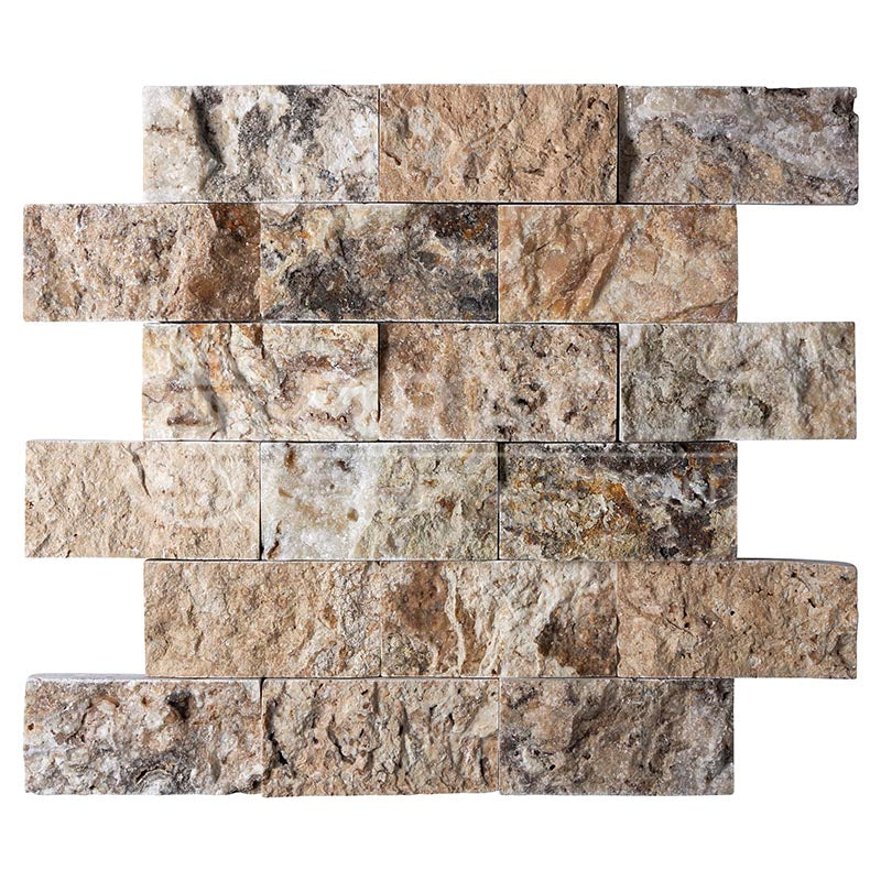 Antico Onyx	Travertine	2" X 4"	Brick Mosaic	Split-faced