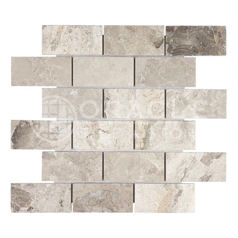 Atlantic Gray Marble - 2" X 4" Brick Mosaic Tile