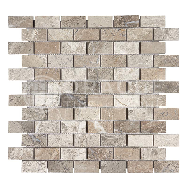 Atlantic Gray Marble - 1" X 2" Brick  Mosaic Tile