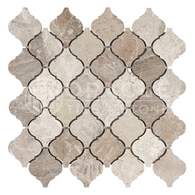 Atlantic Gray Marble - Lantern (Arabesque) Mosaic Tile
