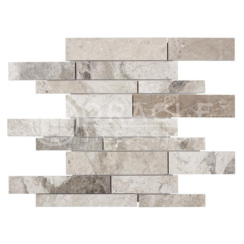 Atlantic Gray Marble - Random-Strip (Manhattan) Mosaic Tile