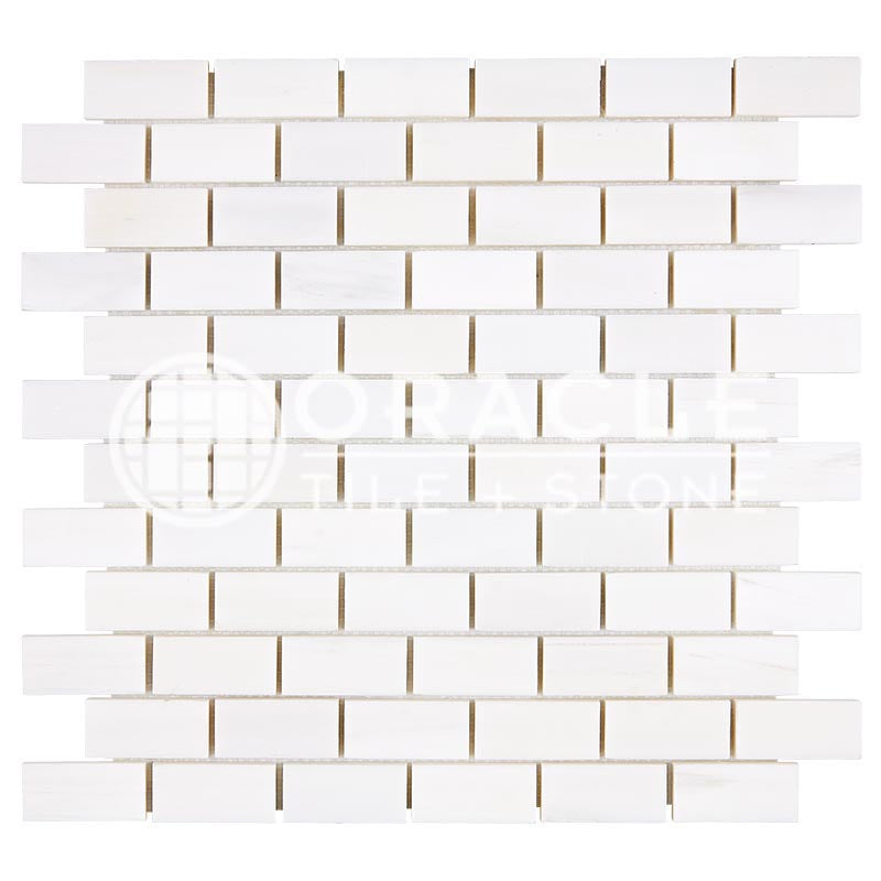 Bianco Dolomiti (Premium White Dolomite) - 1" X 2" Brick Mosaic Tile