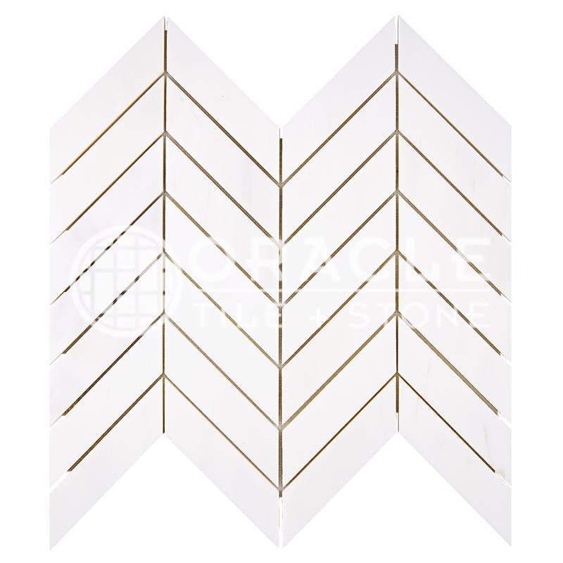 Bianco Dolomiti (Premium White Dolomite) - Chevron Mosaic Tile