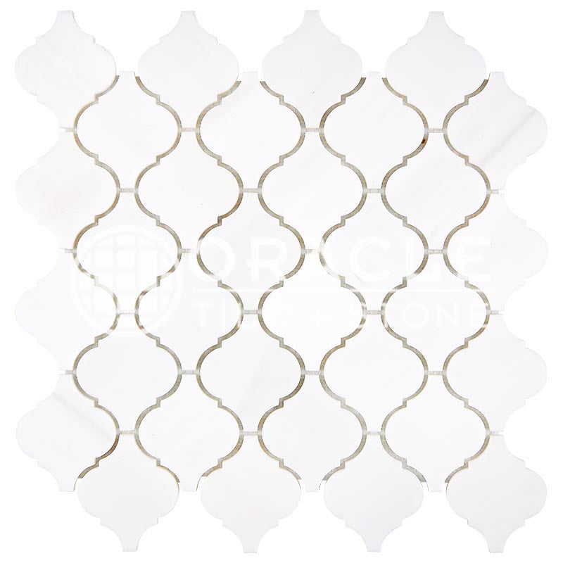 Bianco Dolomiti (Premium White Dolomite) - Lantern (Arabesque) Mosaic Tile