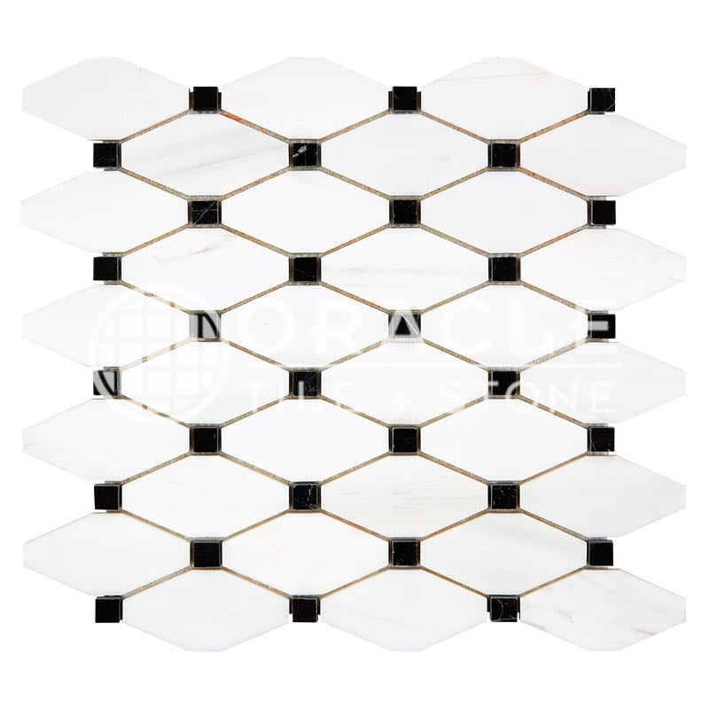 Bianco Dolomiti (White Dolomite)	Dolomite	-	"Octave (Long Octagon) Mosaic  w/ Black"