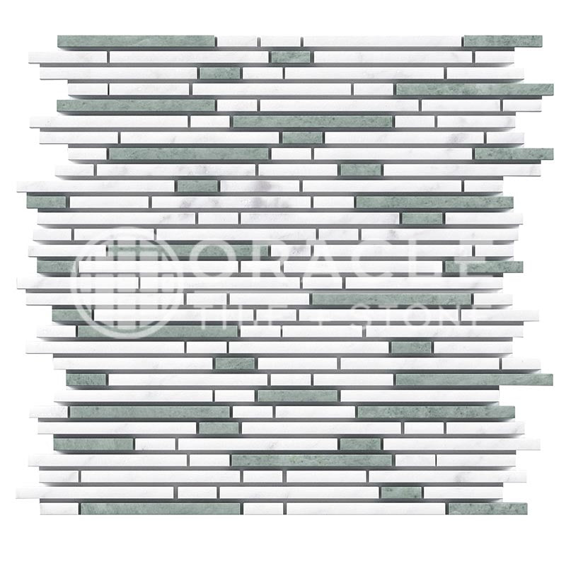 Thassos White (Greek)	Marble	-	Bamboo Sticks (Thassos + Carrara + Ming Green) Mosaic