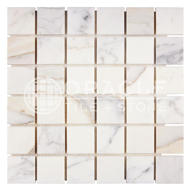 Italian Calacatta Gold Marble - 2" X 2" Mosaic Tile