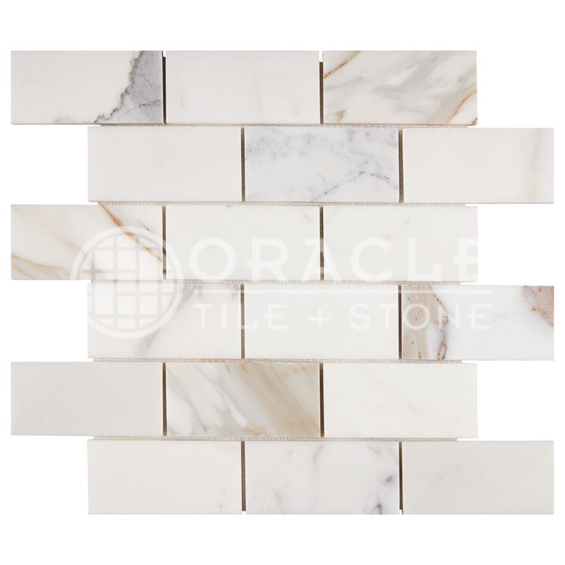 Calacatta Gold (Italian) Marble 2" X 4" Brick Mosaic