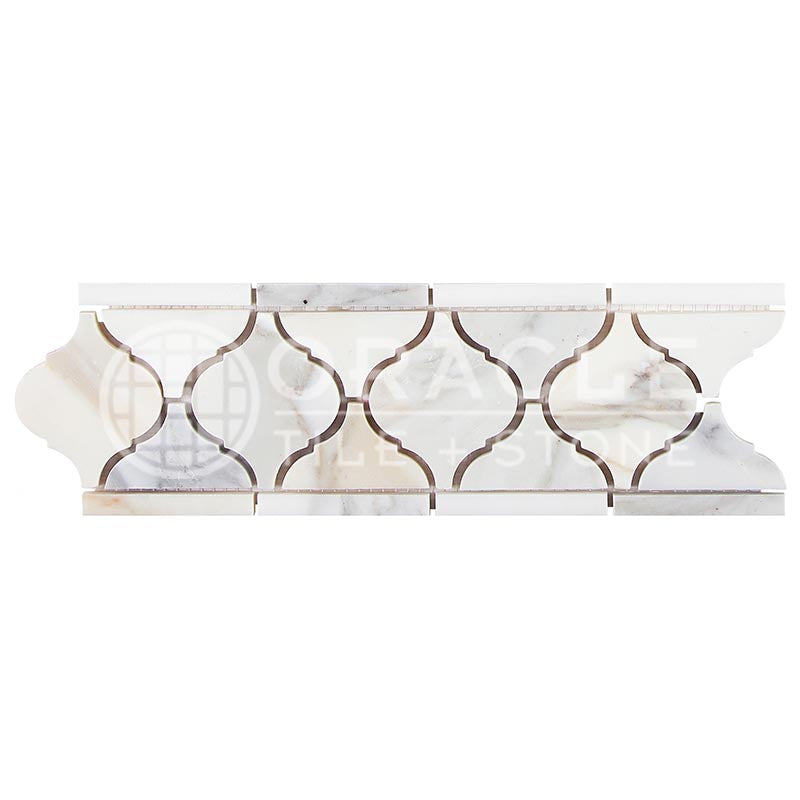 Italian Calacatta Gold Marble - Lantern Border / Listello with Calacatta Gold Marble Inserts