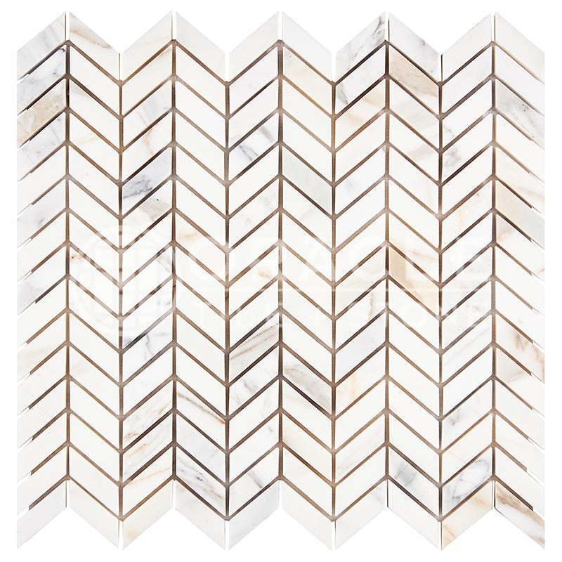 Italian Calacatta Gold Marble - Mini-Chevron Mosaic Tile