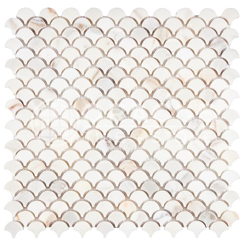 Italian Calacatta Gold Marble - FAN / Rain-Drop Mosaic Tile