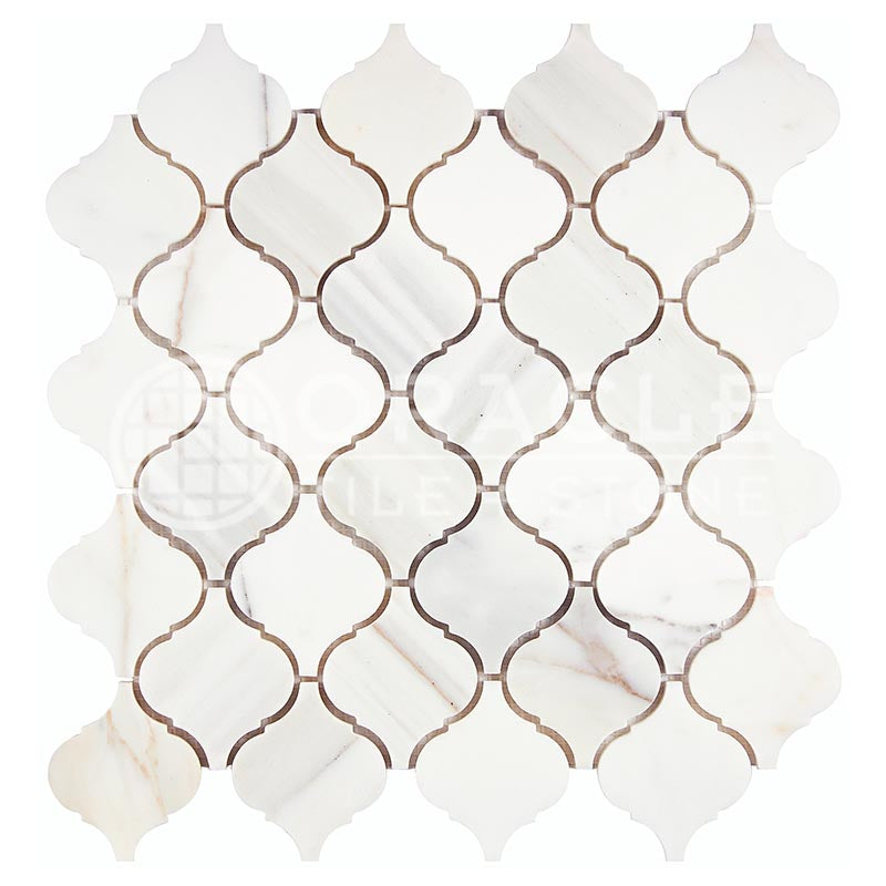 Italian Calacatta Gold Marble - Lantern (Arabesque) Mosaic Tile