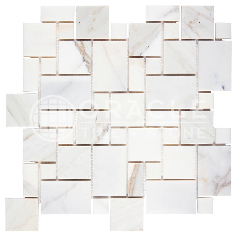 Calacatta Gold (Italian) Marble Mini-Versailles Pattern — Oracle Tile ...