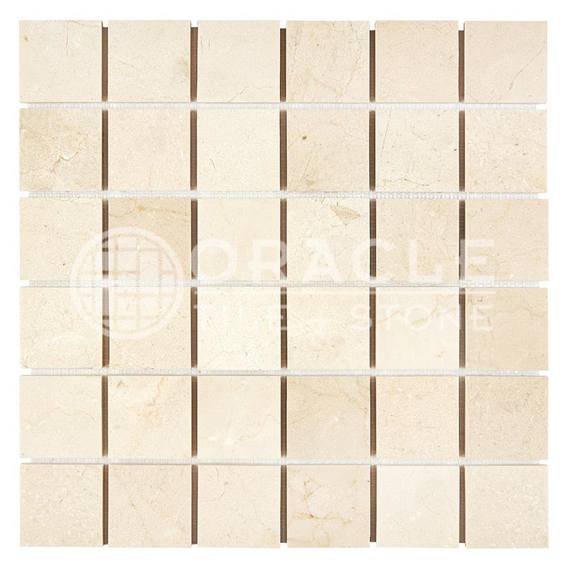Crema Marfil Marble - 2" X 2" Mosaic Tile