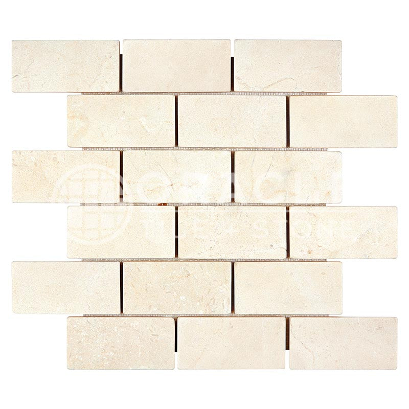 Crema Marfil (Spanish)	Marble	2" X 4"	Straight-Edged Brick Mosaic	Tumbled