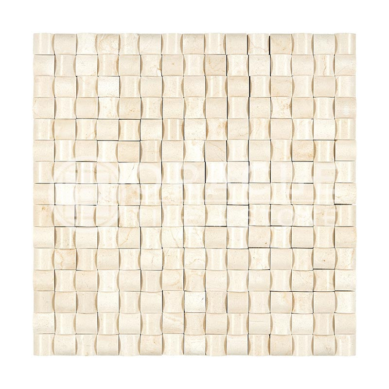 Crema Marfil Marble - 3-D Small-Bread Mosaic Tile
