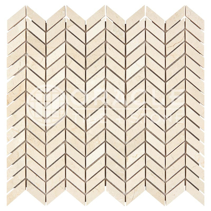 Crema Marfil Marble - Mini-Chevron Mosaic Tile