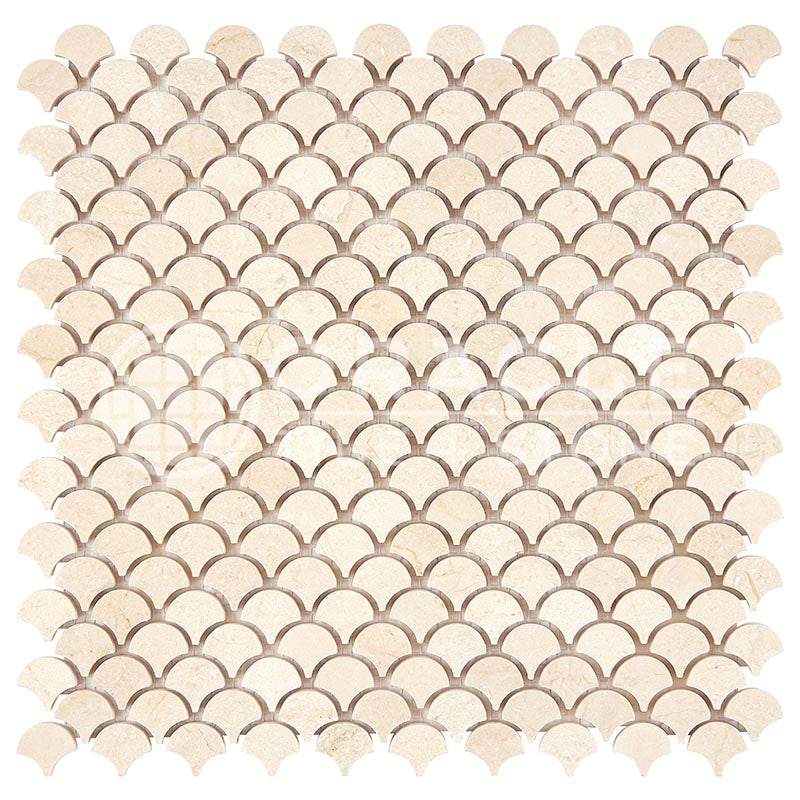 Crema Marfil Marble - FAN (Raindrop) Mosaic Tile