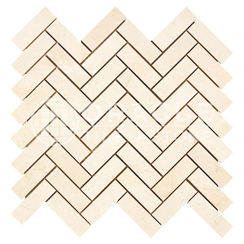 Crema Marfil Marble - Herringbone (1" X 3") Mosaic Tile