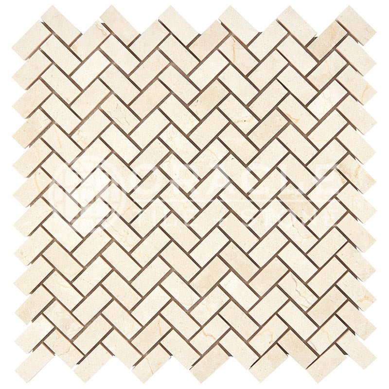 Crema Marfil Marble - Mini-Herringbone (5/8" X 1 1/4") Mosaic Tile