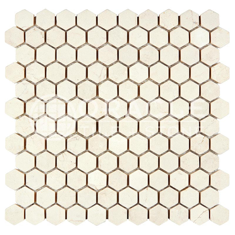 Crema Marfil Marble - 1" Hexagonal Mosaic Tile