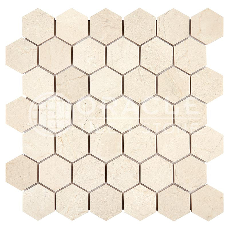 Crema Marfil Marble - 2" Hexagonal Mosaic Tile