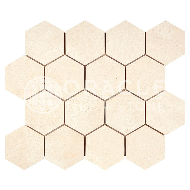 Crema Marfil Marble - 3" Hexagonal Mosaic Tile