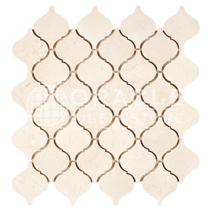 Crema Marfil Marble - Lantern (Arabesque) Mosaic Tile