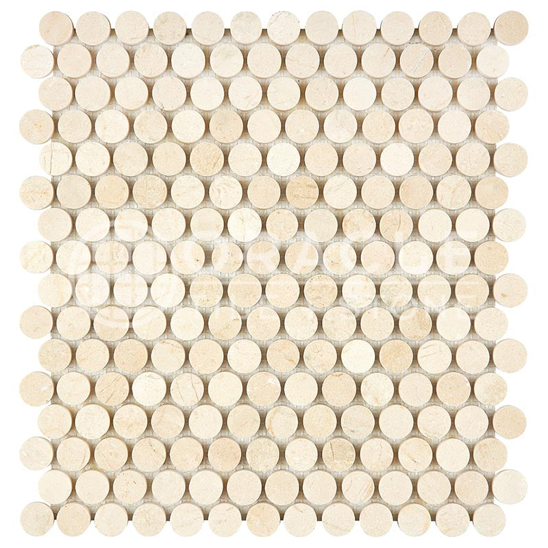 Crema Marfil Marble - Penny-Round Mosaic Tile