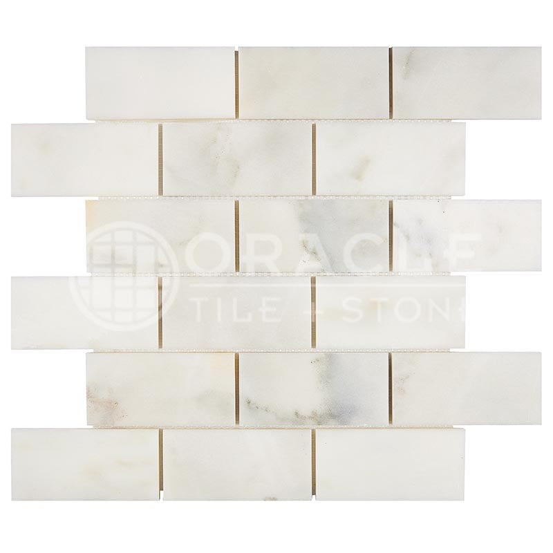 Calacatta Oliva Marble 2" X 4" Brick Mosaic