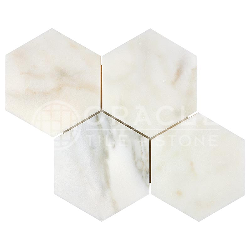 Calacatta Oliva Marble  6" X 6" Hexagon Mosaic
