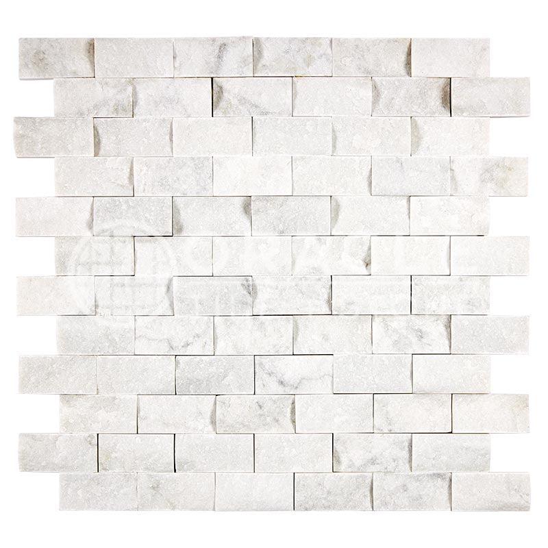 Italian Carrara White Marble - 1" X 2" Brick Mosaic Tile