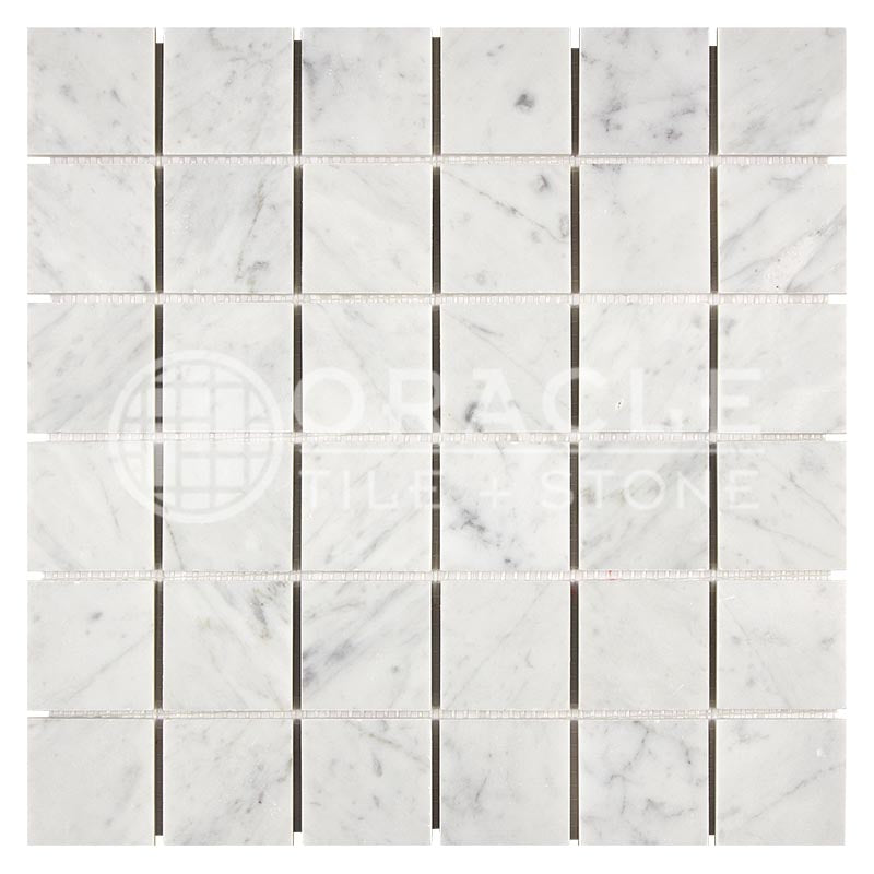 Italian Carrara White Marble - 2" X 2" Mosaic Tile