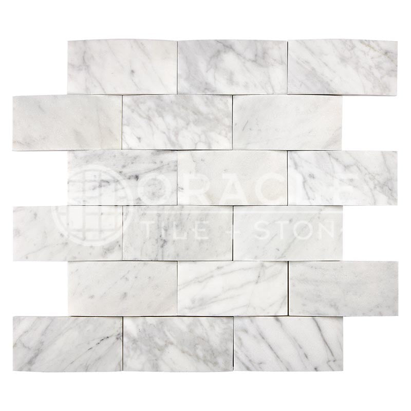 Carrara White (Bianco Carrara / Italian) Marble	2" X 4"	Round-Faced (CNC-Arched / Wavy)