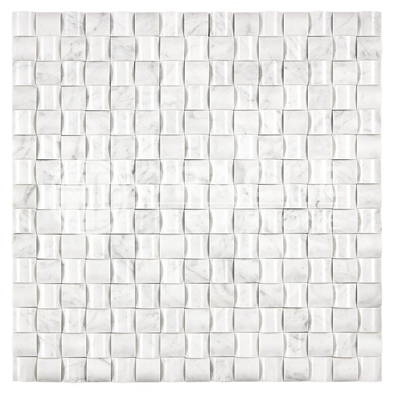 Italian Carrara White Marble - 3-D Small-Bread Mosaic Tile