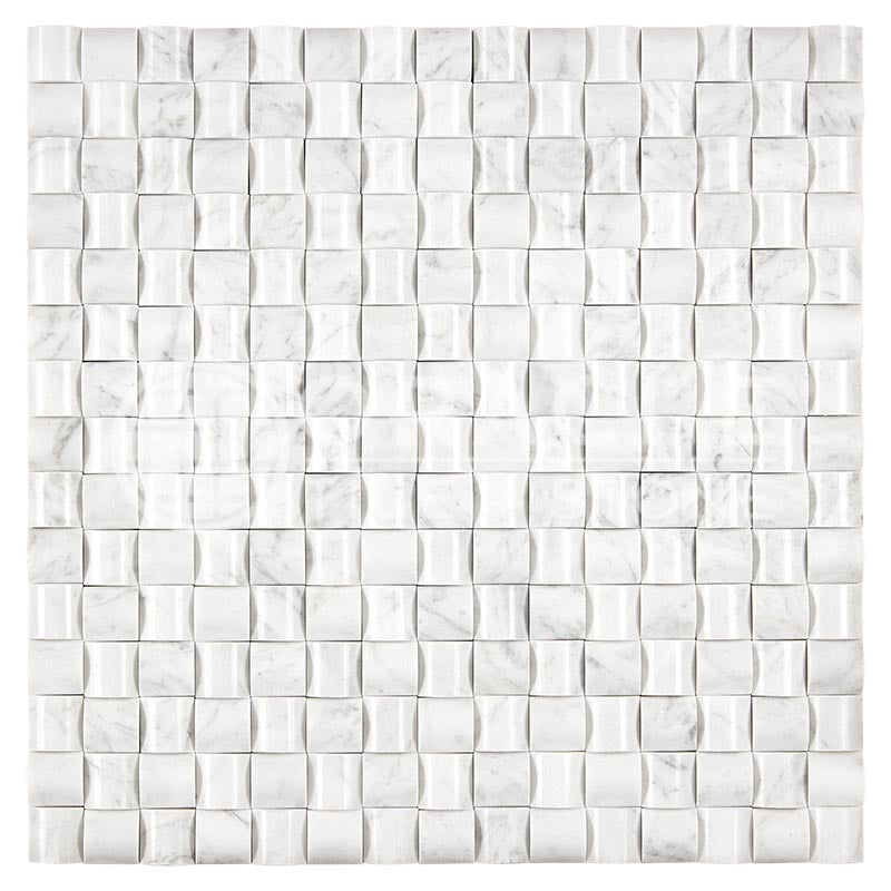 Carrara White (Bianco Carrara / Italian) Marble	-	3-D Small-Bread Mosaic