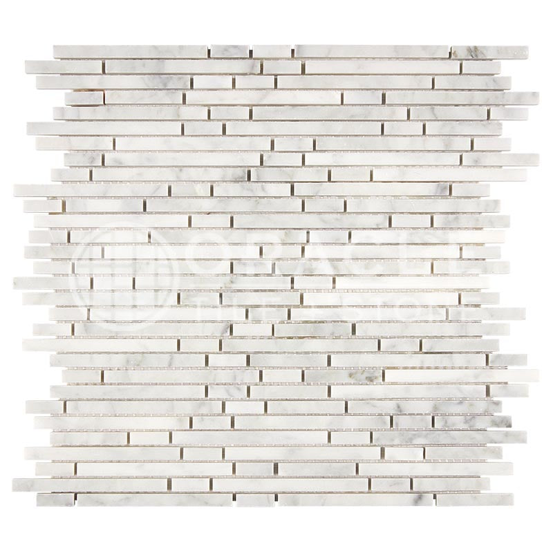 Italian Carrara White Marble - Bamboo / Matchsticks Mosaic Tile