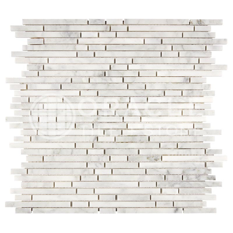 Carrara White (Bianco Carrara / Italian) Marble	-	Bamboo Sticks (Single-Color: Carrara) Mosaic