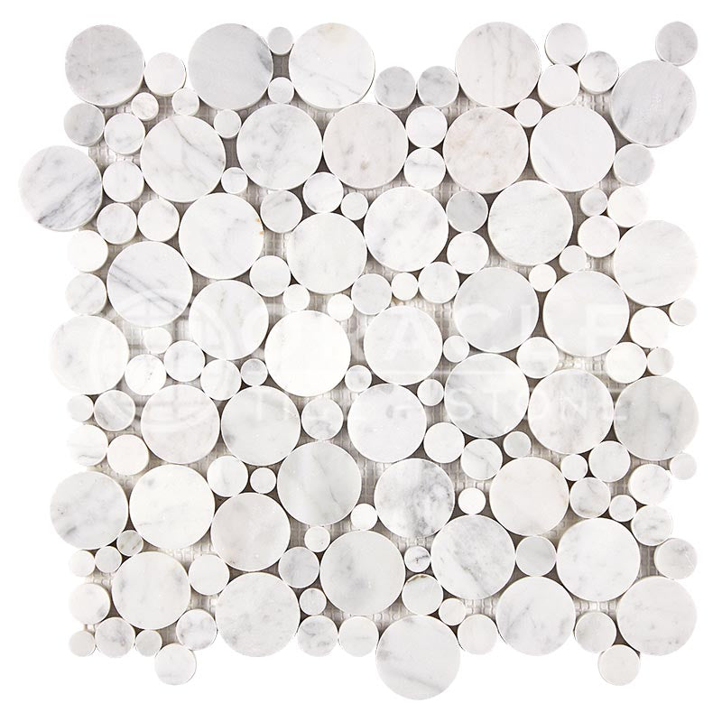 Italian Carrara White Marble - Bubbles Mosaic Tile